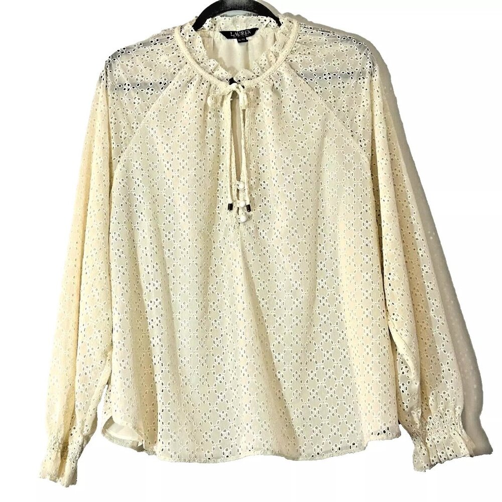Lauren Ralph Lauren Ivory Peasant Blouse size XL